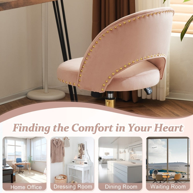 Office Chair Velvet Desk Chair Swivel Armchair Cute Modern Fabric Home Office Desk Chairs with Wheels