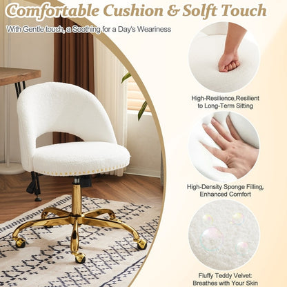 Office Chair Velvet Desk Chair Swivel Armchair Cute Modern Fabric Home Office Desk Chairs with Wheels