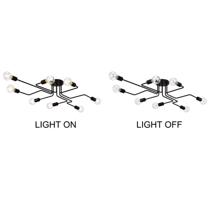 Olalla 8-Light Black Sputnik Linear Flush Mount