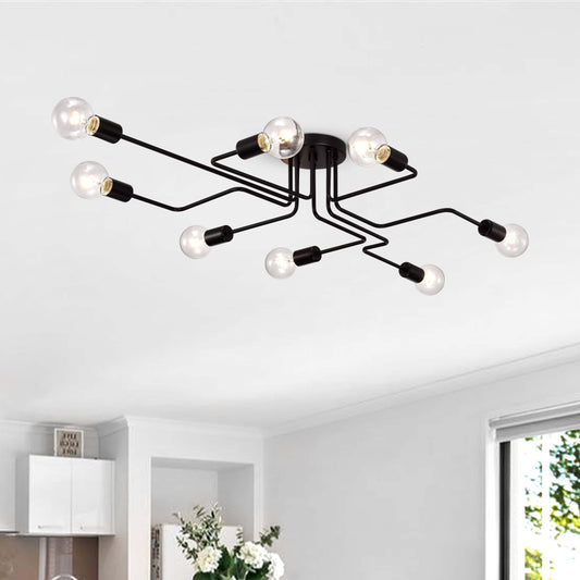 Olalla 8-Light Black Sputnik Linear Flush Mount