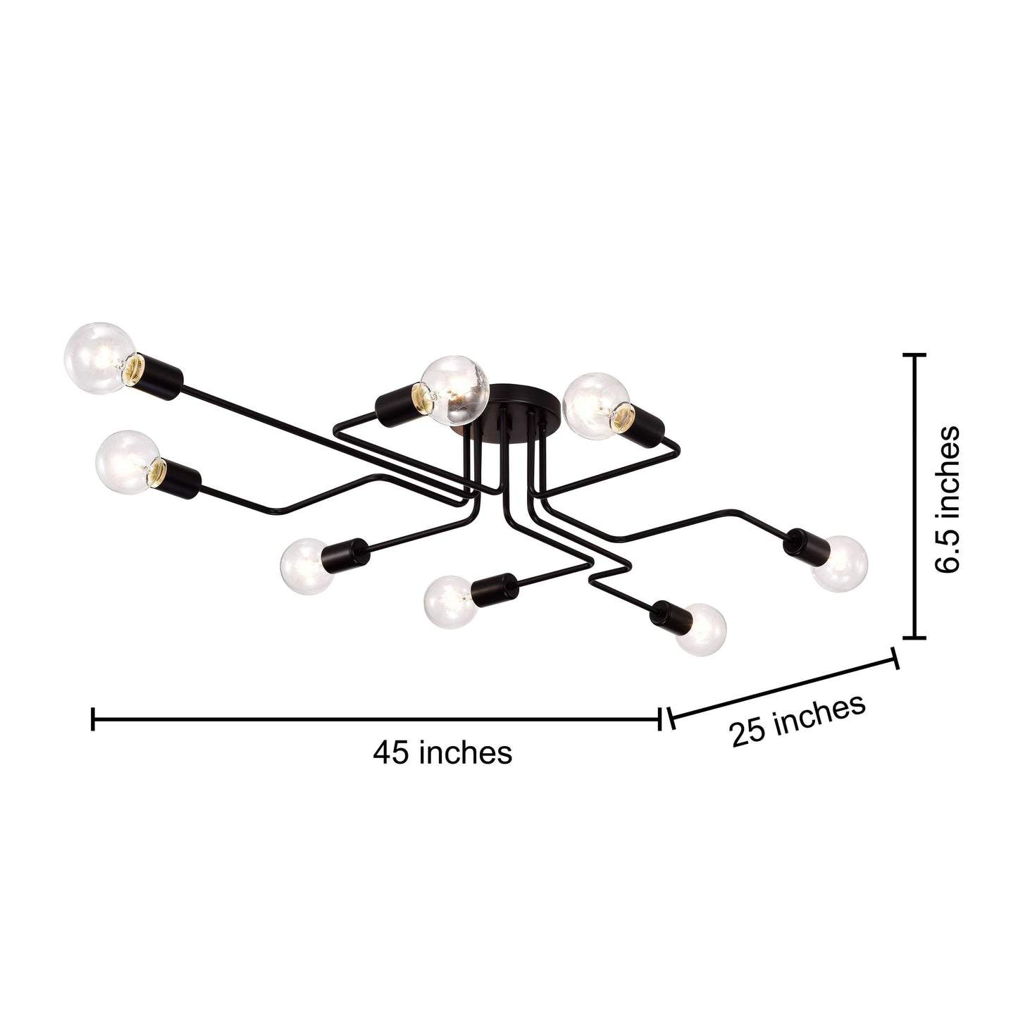 Olalla 8-Light Black Sputnik Linear Flush Mount
