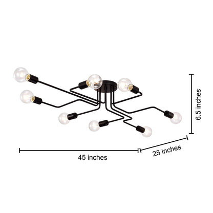 Olalla 8-Light Black Sputnik Linear Flush Mount
