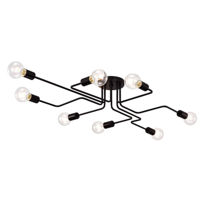 Olalla 8-Light Black Sputnik Linear Flush Mount