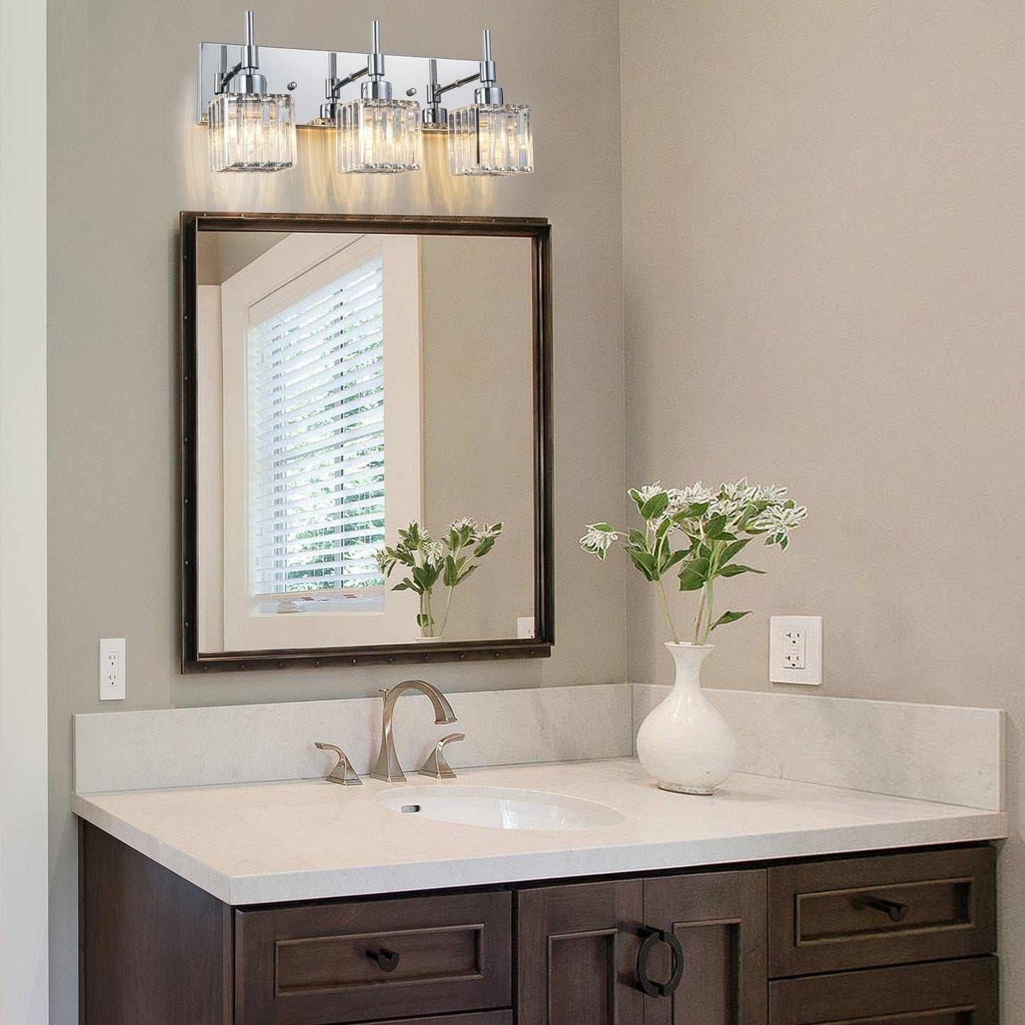 Ora Modern Dimmable Crystal Bathroom Light Fixtures Over Mirror Glam Vanity Lights