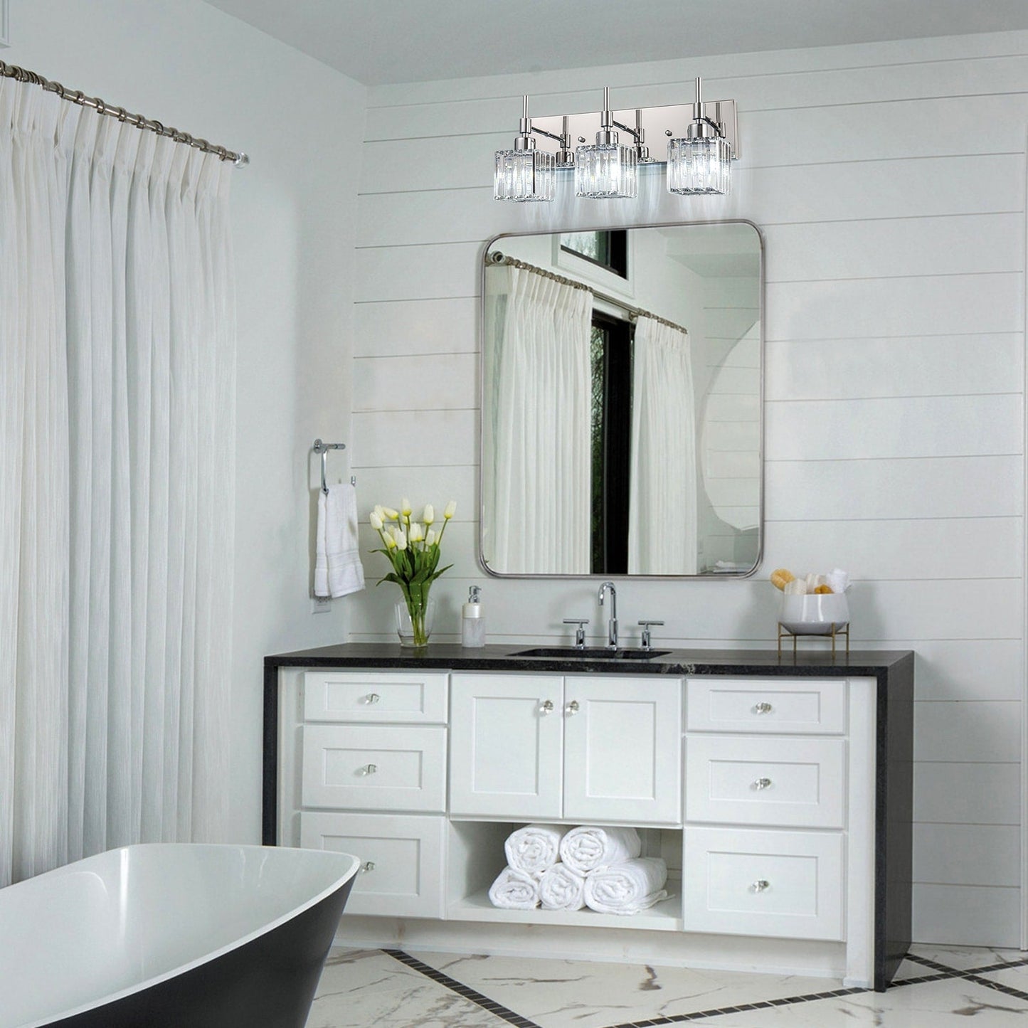 Ora Modern Dimmable Crystal Bathroom Light Fixtures Over Mirror Glam Vanity Lights