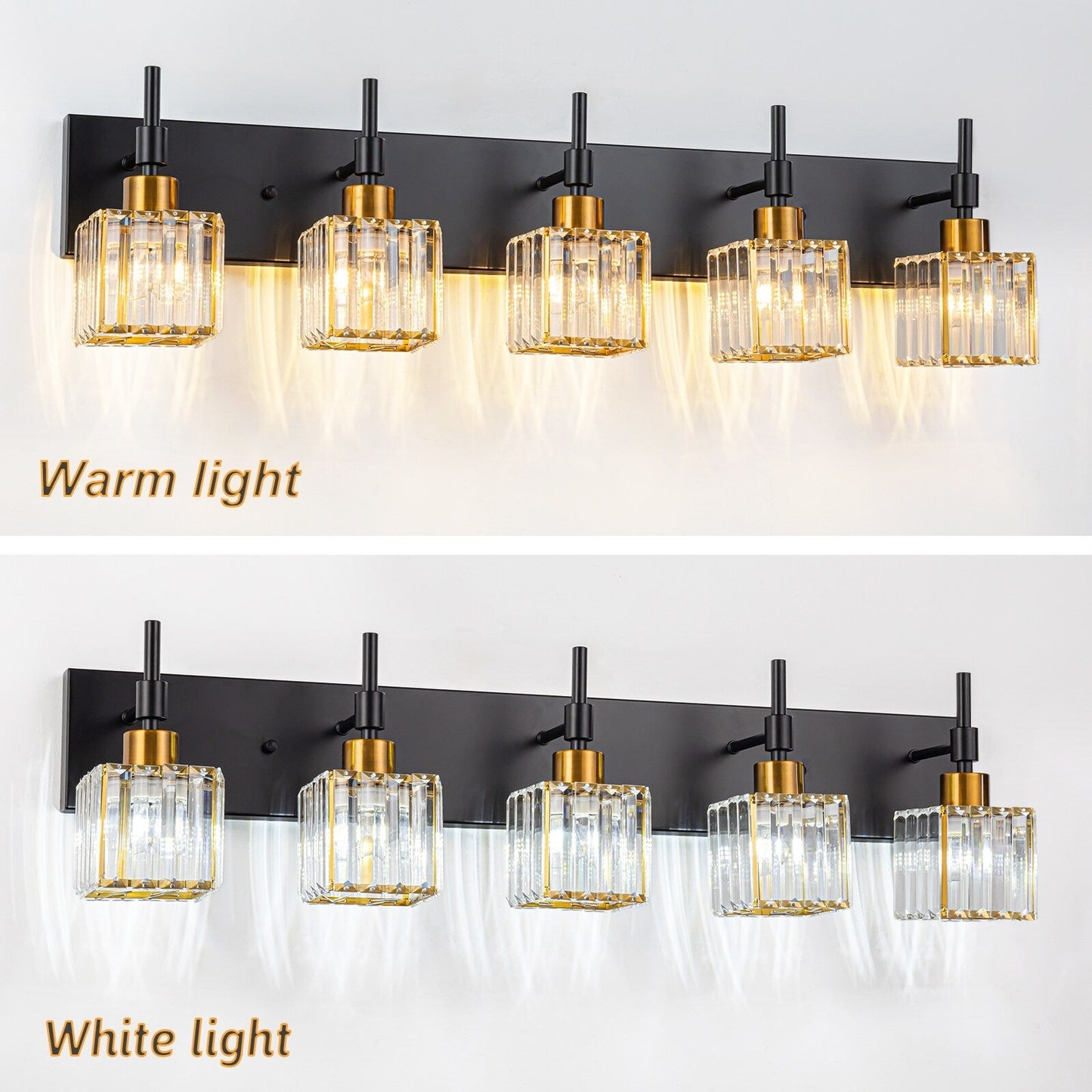 Ora Modern Dimmable Crystal Bathroom Light Fixtures Over Mirror Glam Vanity Lights