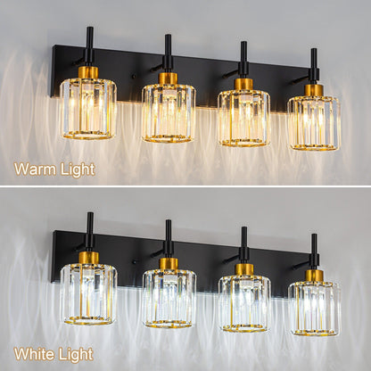 Modern Dimmable Crystal Bathroom Vanity Light Wall Sconces with Crystal Shades