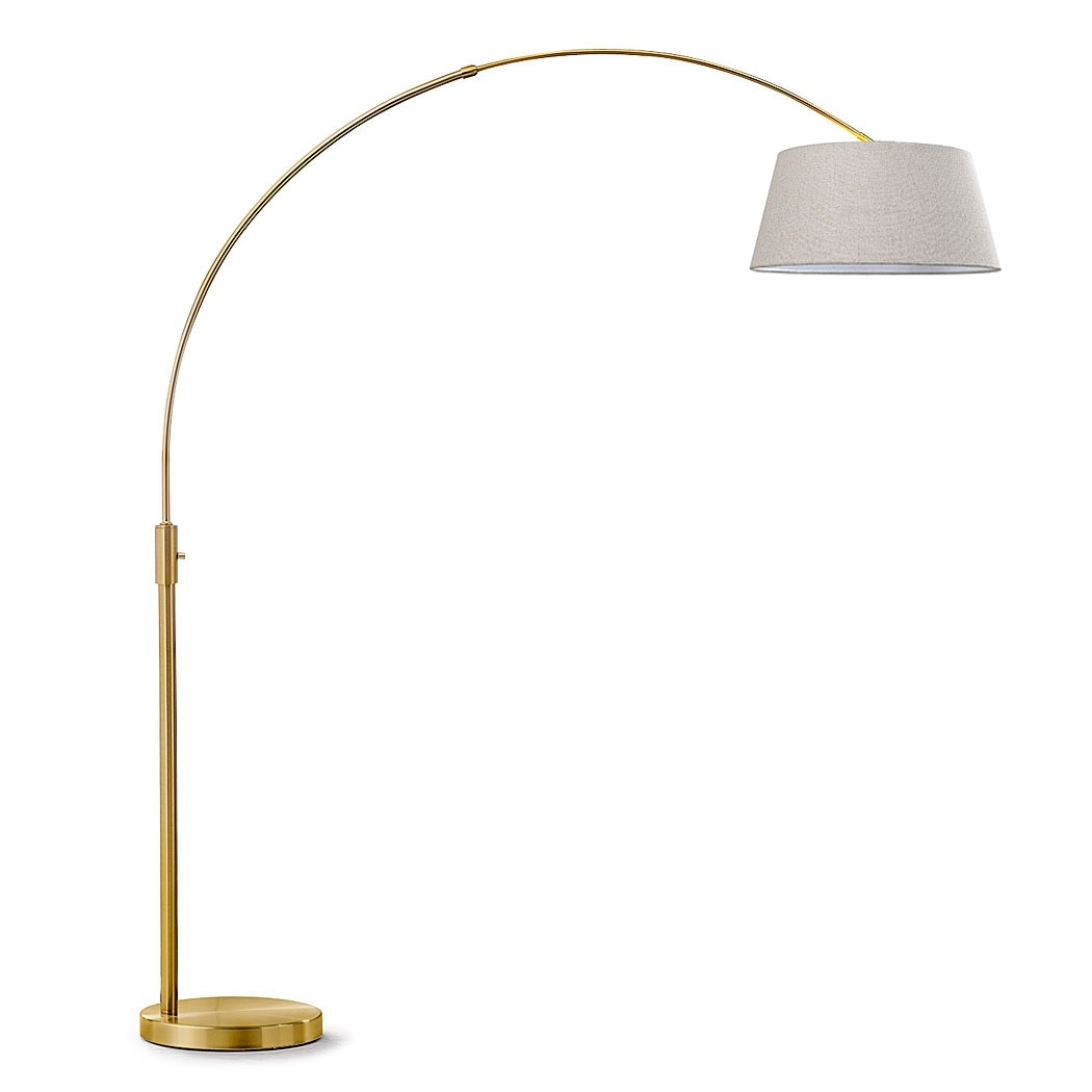 Orbita 81H LED Dimmable Retractable Arch Floor Lamp, Bulb included, Antique Brass Finish