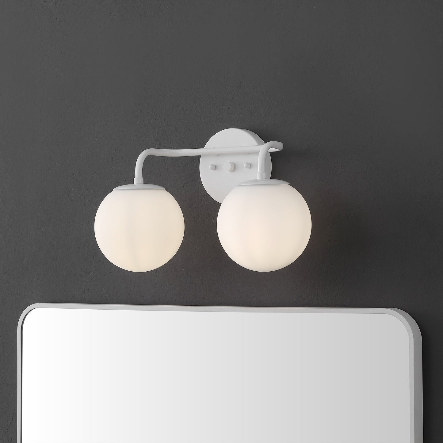 Globe Metal/Frosted Glass Modern LED Vanity, by JONATHAN Y