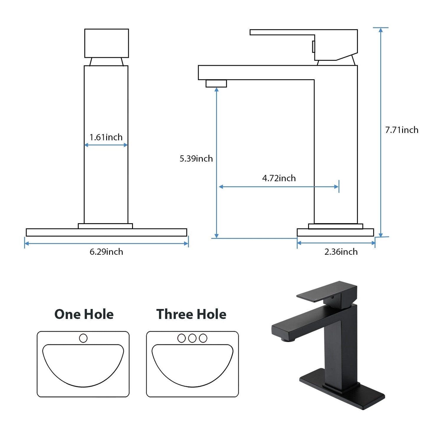 PROOX Single Bathroom Sink Faucet with Drain Assembly
