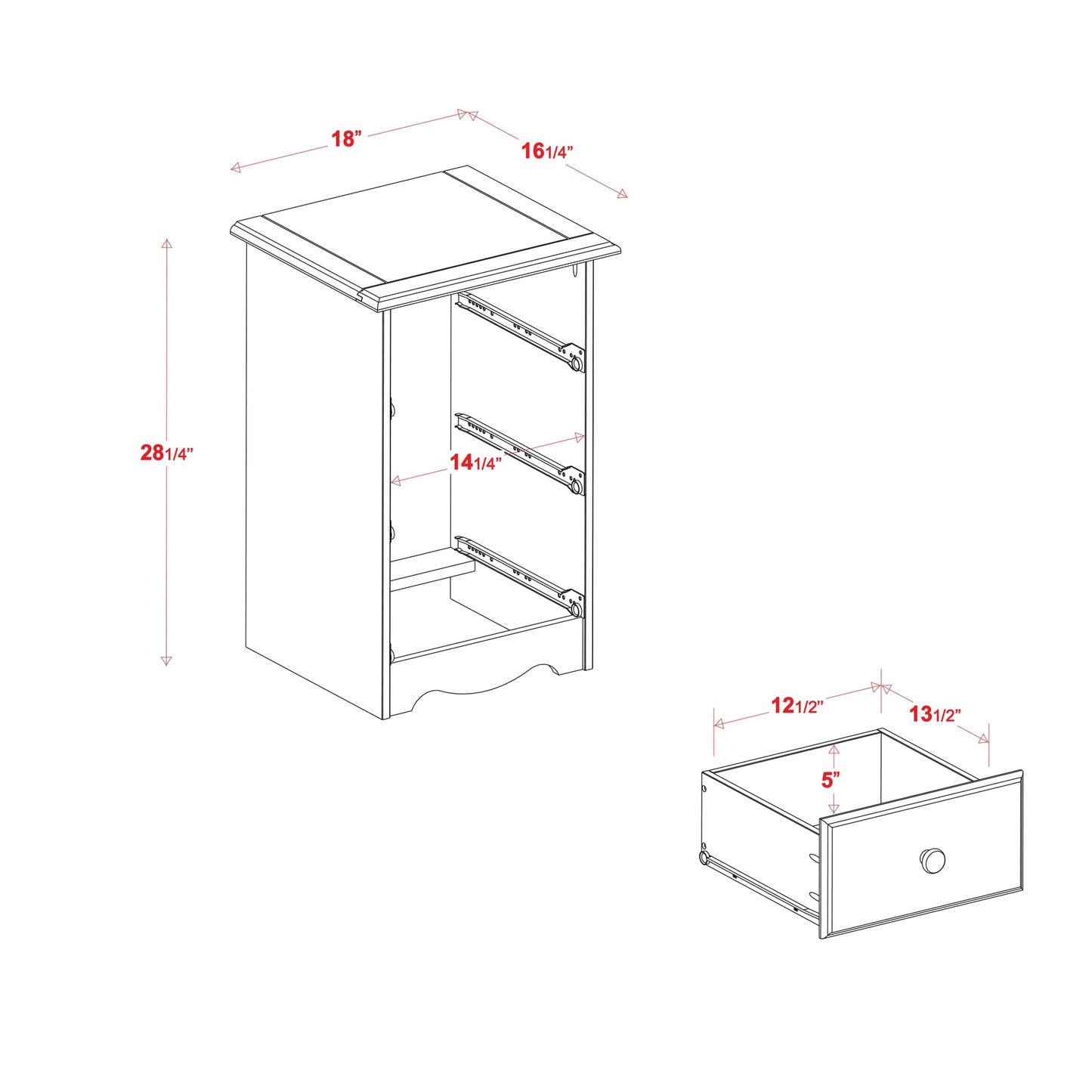 Palace Imports 100% Solid Wood 3-Drawer Nightstand with Metal or Wooden Knobs