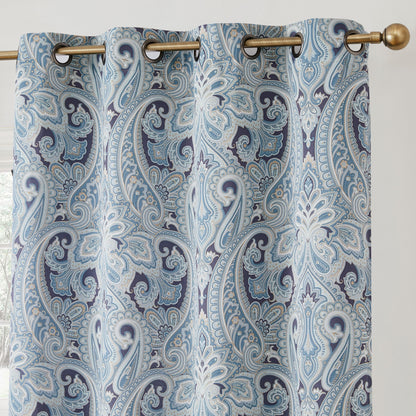 HLC.me Paris Paisley Print Light Reducing Filtering Grommet Window Curtain Panels - Set of 2