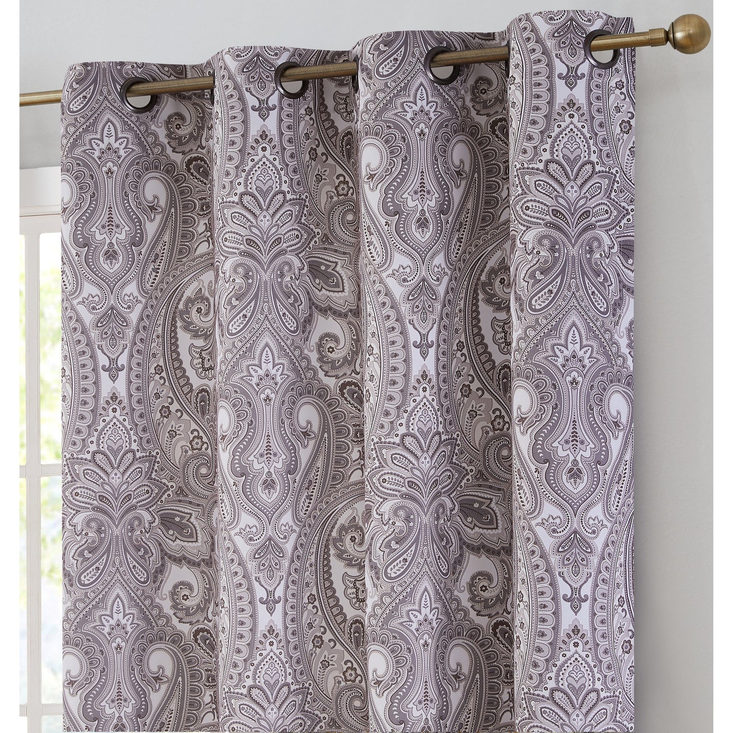 HLC.me Paris Paisley Print Light Reducing Filtering Grommet Window Curtain Panels - Set of 2