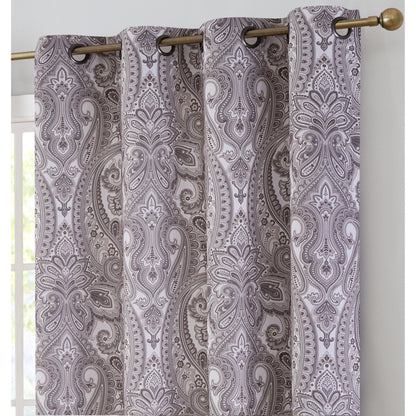 HLC.me Paris Paisley Print Light Reducing Filtering Grommet Window Curtain Panels - Set of 2