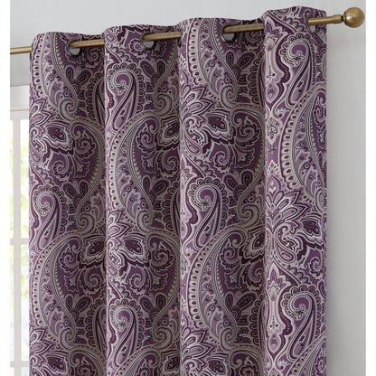 HLC.me Paris Paisley Print Light Reducing Filtering Grommet Window Curtain Panels - Set of 2