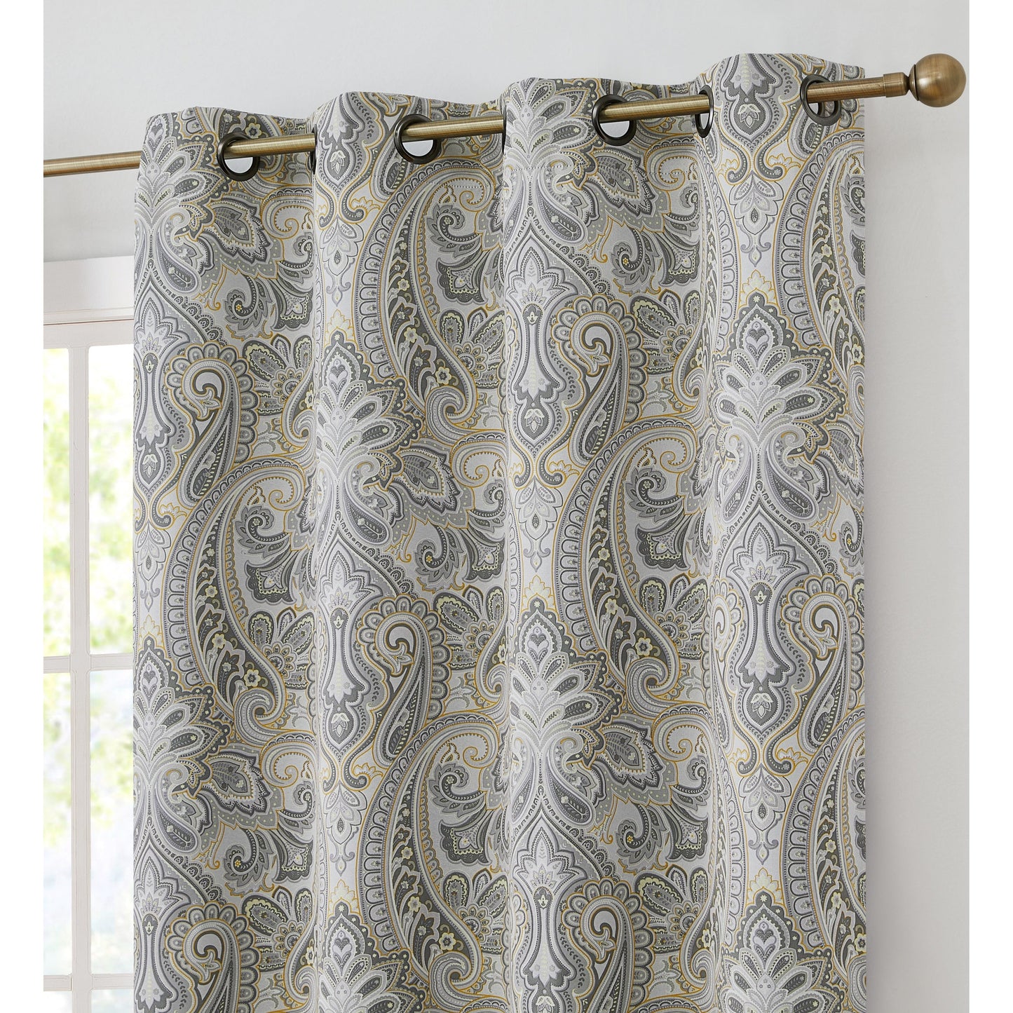 HLC.me Paris Paisley Print Light Reducing Filtering Grommet Window Curtain Panels - Set of 2