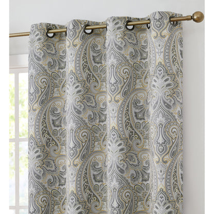 HLC.me Paris Paisley Print Light Reducing Filtering Grommet Window Curtain Panels - Set of 2