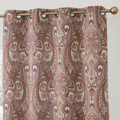 HLC.me Paris Paisley Print Light Reducing Filtering Grommet Window Curtain Panels - Set of 2