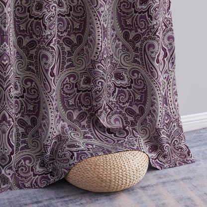 HLC.me Paris Paisley Print Light Reducing Filtering Grommet Window Curtain Panels - Set of 2