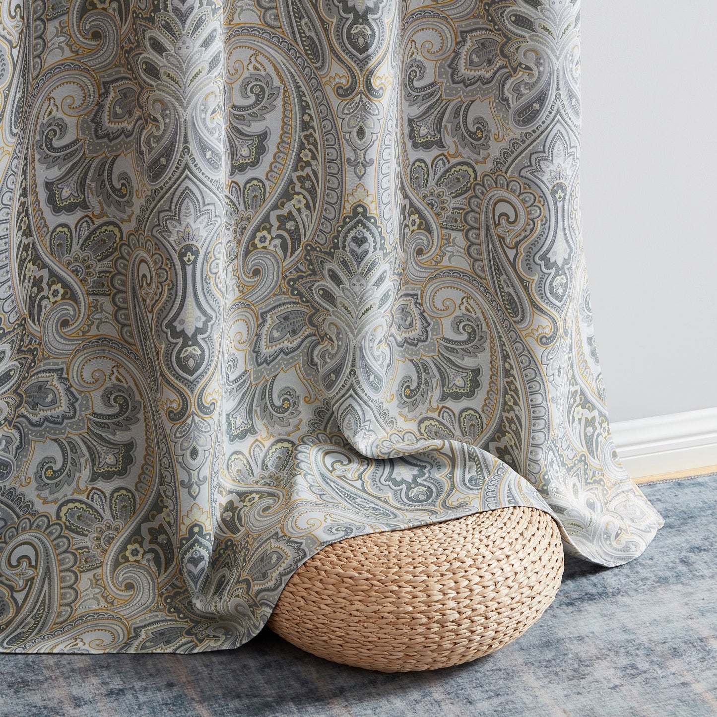 HLC.me Paris Paisley Print Light Reducing Filtering Grommet Window Curtain Panels - Set of 2