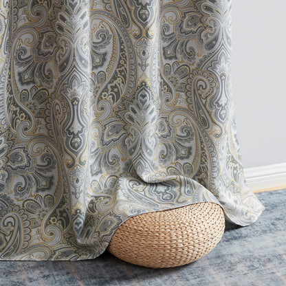 HLC.me Paris Paisley Print Light Reducing Filtering Grommet Window Curtain Panels - Set of 2