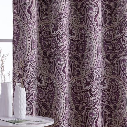 HLC.me Paris Paisley Print Light Reducing Filtering Grommet Window Curtain Panels - Set of 2
