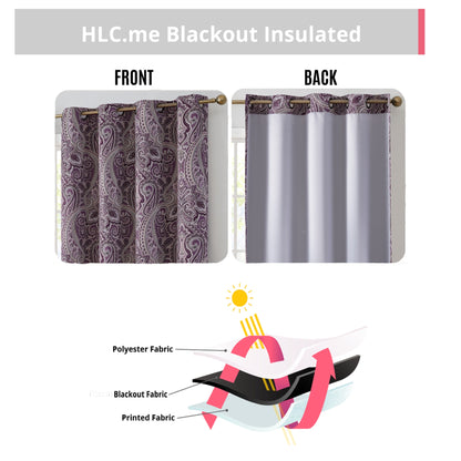 HLC.me Paris Paisley Print Light Reducing Filtering Grommet Window Curtain Panels - Set of 2