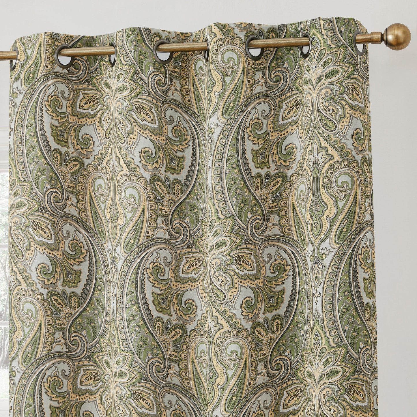 HLC.me Paris Paisley Print Light Reducing Filtering Grommet Window Curtain Panels - Set of 2
