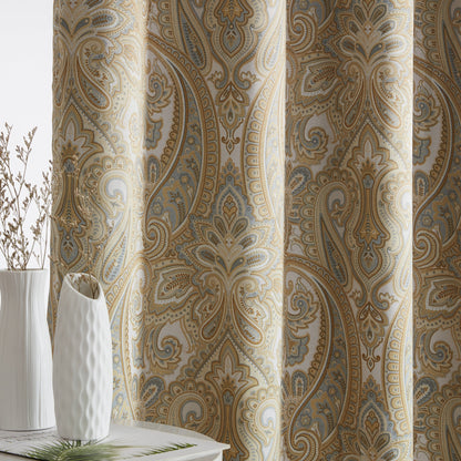 HLC.me Paris Paisley Print Light Reducing Filtering Grommet Window Curtain Panels - Set of 2