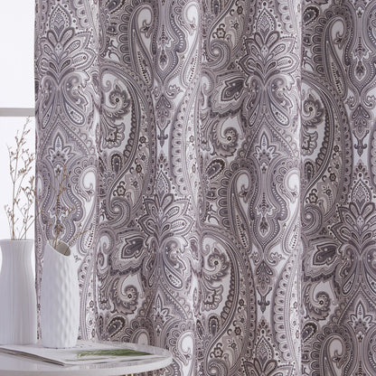 HLC.me Paris Paisley Print Light Reducing Filtering Grommet Window Curtain Panels - Set of 2