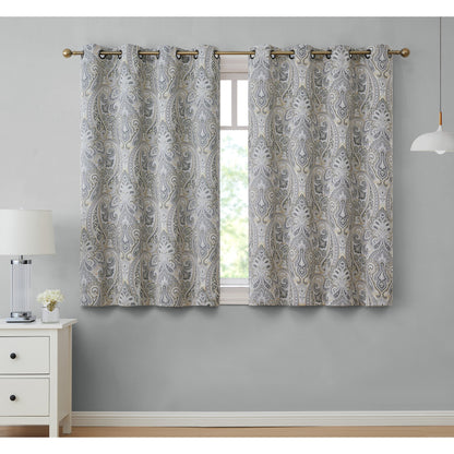 HLC.me Paris Paisley Print Light Reducing Filtering Grommet Window Curtain Panels - Set of 2