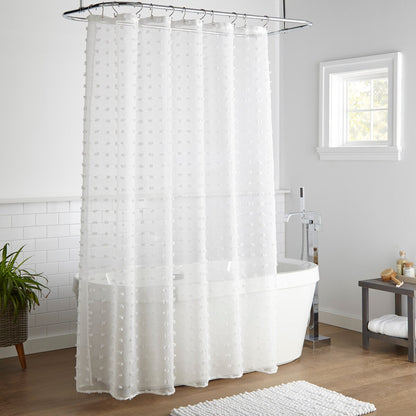 Nanshing Payton Pom Pom Sheer Buttonhole Shower Curtain