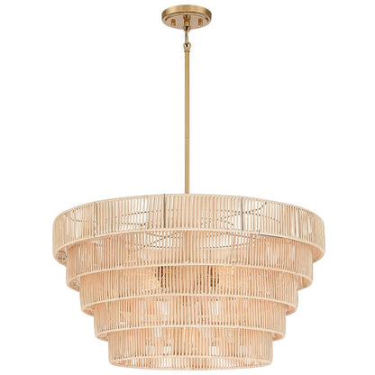 Piersan 5-Light Modern Bohemian Chandelier with Tiered Rattan Shade - 26 in. W