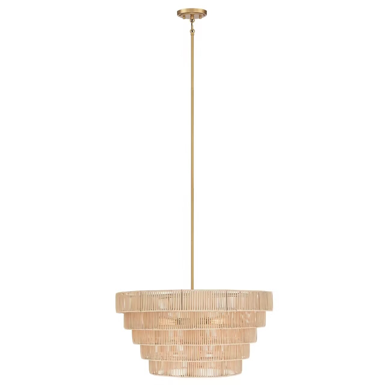 Piersan 5-Light Modern Bohemian Chandelier with Tiered Rattan Shade - 26 in. W