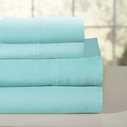 Pointehaven Combed Cotton Percale Crisp Breathable Solid or Printed Sheet Set