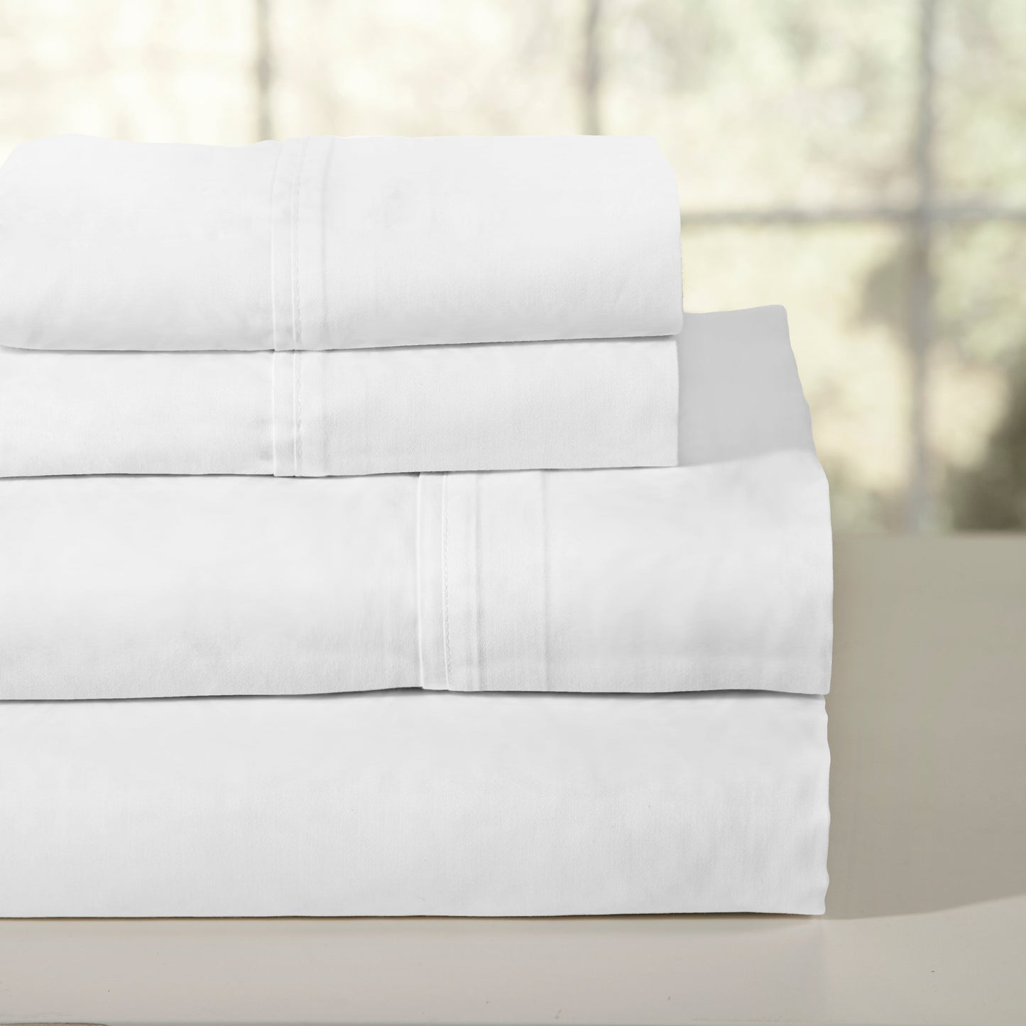 Pointehaven Combed Cotton Percale Crisp Breathable Solid or Printed Sheet Set