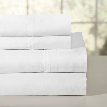 Pointehaven Combed Cotton Percale Crisp Breathable Solid or Printed Sheet Set