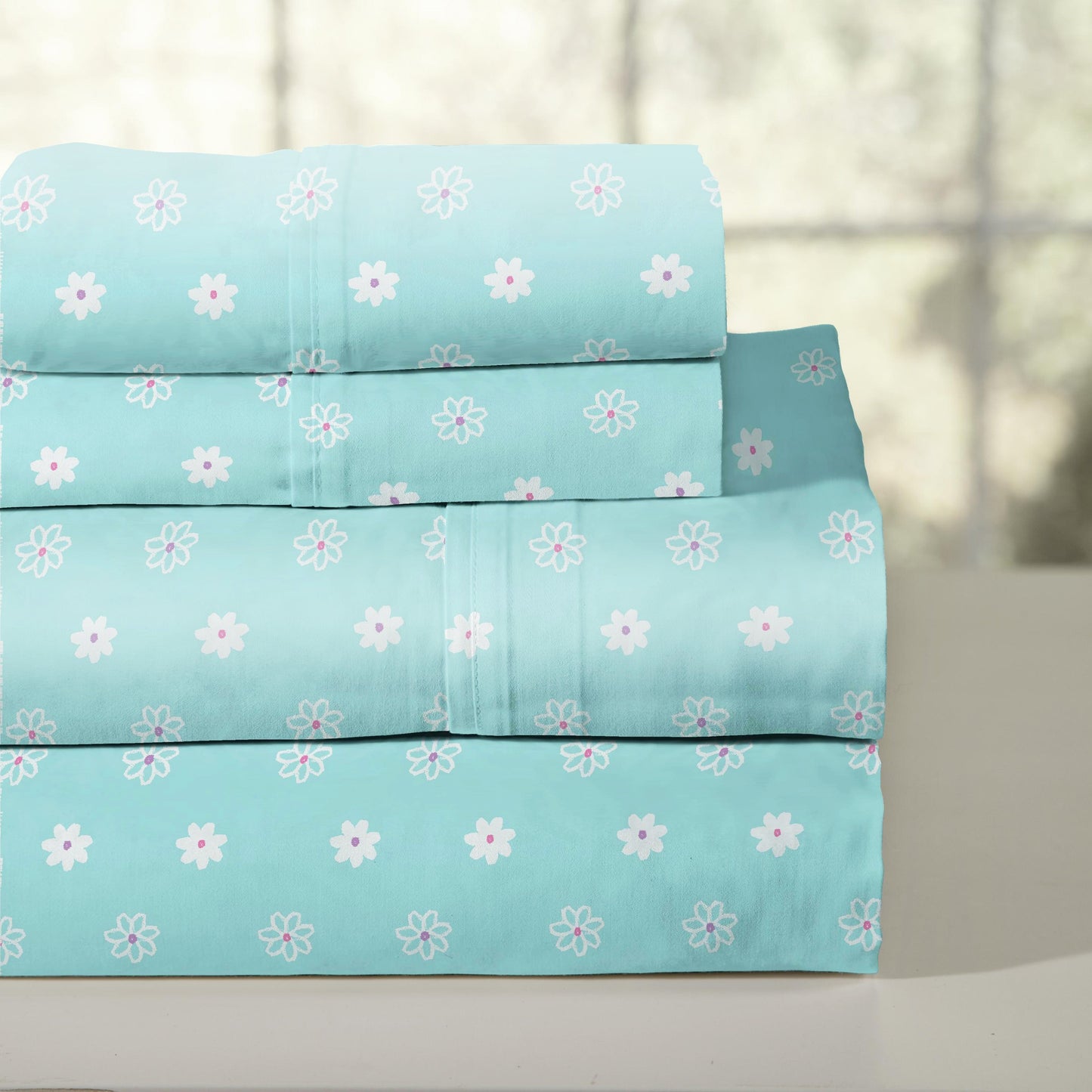 Pointehaven Combed Cotton Percale Crisp Breathable Solid or Printed Sheet Set