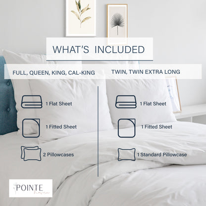 Pointehaven Combed Cotton Percale Crisp Breathable Solid or Printed Sheet Set