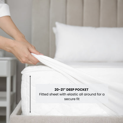 Pointehaven Long Staple Cotton Extra Deep Pocket 400 Thread Count Bed Sheet Set