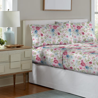 Pointehaven 175 GSM Cotton Flannel Bed Sheet Set with Oversized Sheets