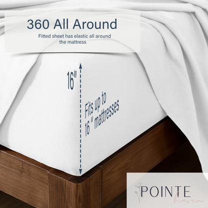 Pointehaven 175 GSM Cotton Flannel Bed Sheet Set with Oversized Sheets