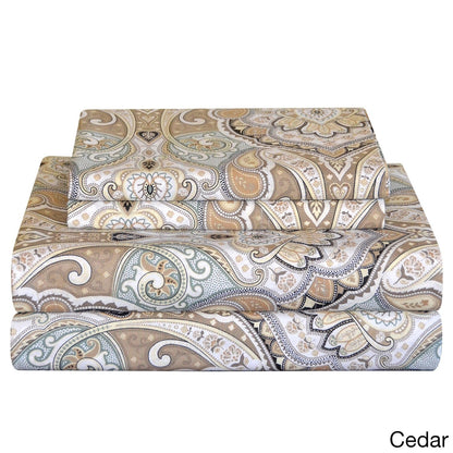 Pointehaven 200 TC Cotton Paisley Printed Percale Bed Sheet Set