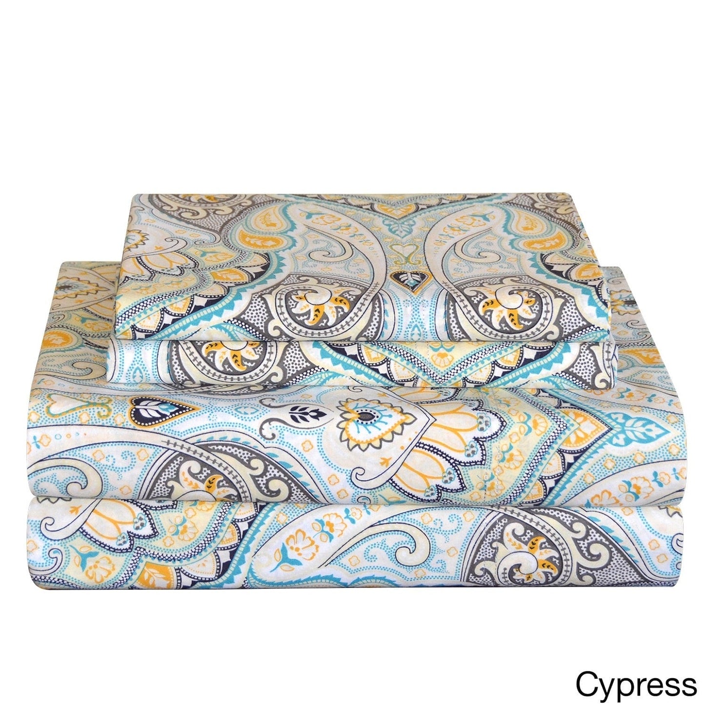 Pointehaven 200 TC Cotton Paisley Printed Percale Bed Sheet Set