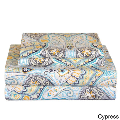 Pointehaven 200 TC Cotton Paisley Printed Percale Bed Sheet Set