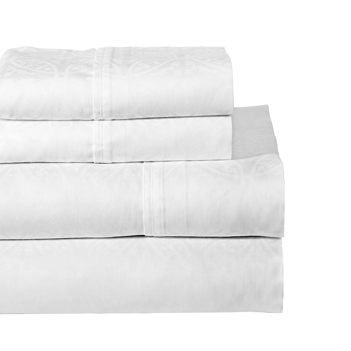 Pointehaven 300 Thread Count Combed Cotton Tone-on-Tone Printed Bed Sheet Set