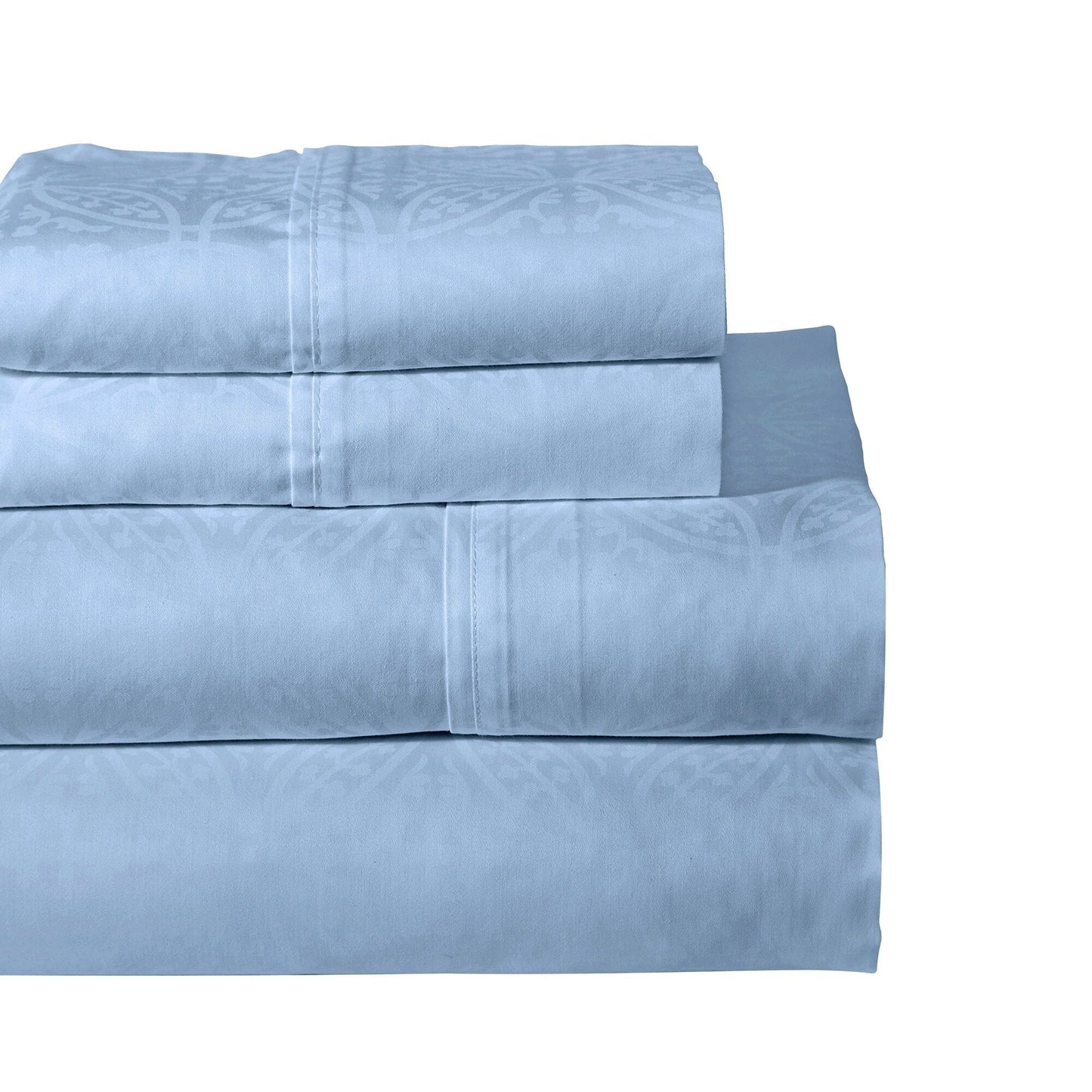 Pointehaven 300 Thread Count Combed Cotton Tone-on-Tone Printed Bed Sheet Set