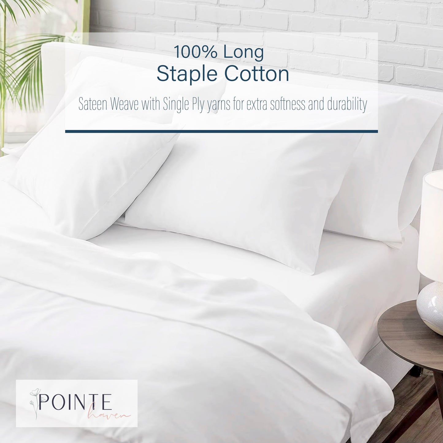 Pointehaven 525 Thread Count Long Staple Soft Cotton Oversized Sheet Sets