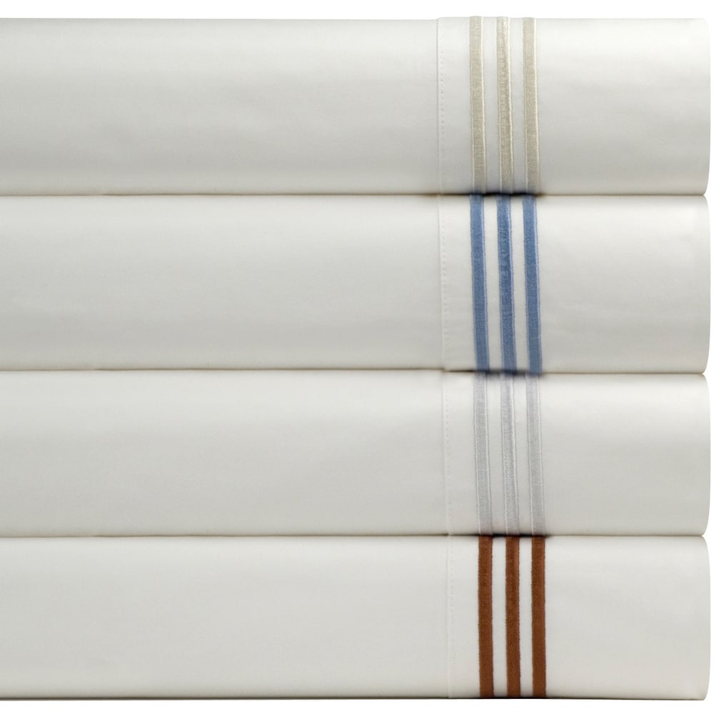 Pointehaven Long Staple Cotton Embroidered Percale Oversized Percale Cooling 4 pc Sheet Set