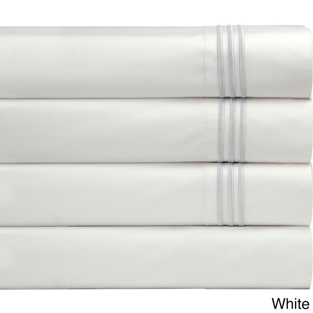 Pointehaven Egyptian Cotton Embroidered Percale Pillowcases (Set of 2)